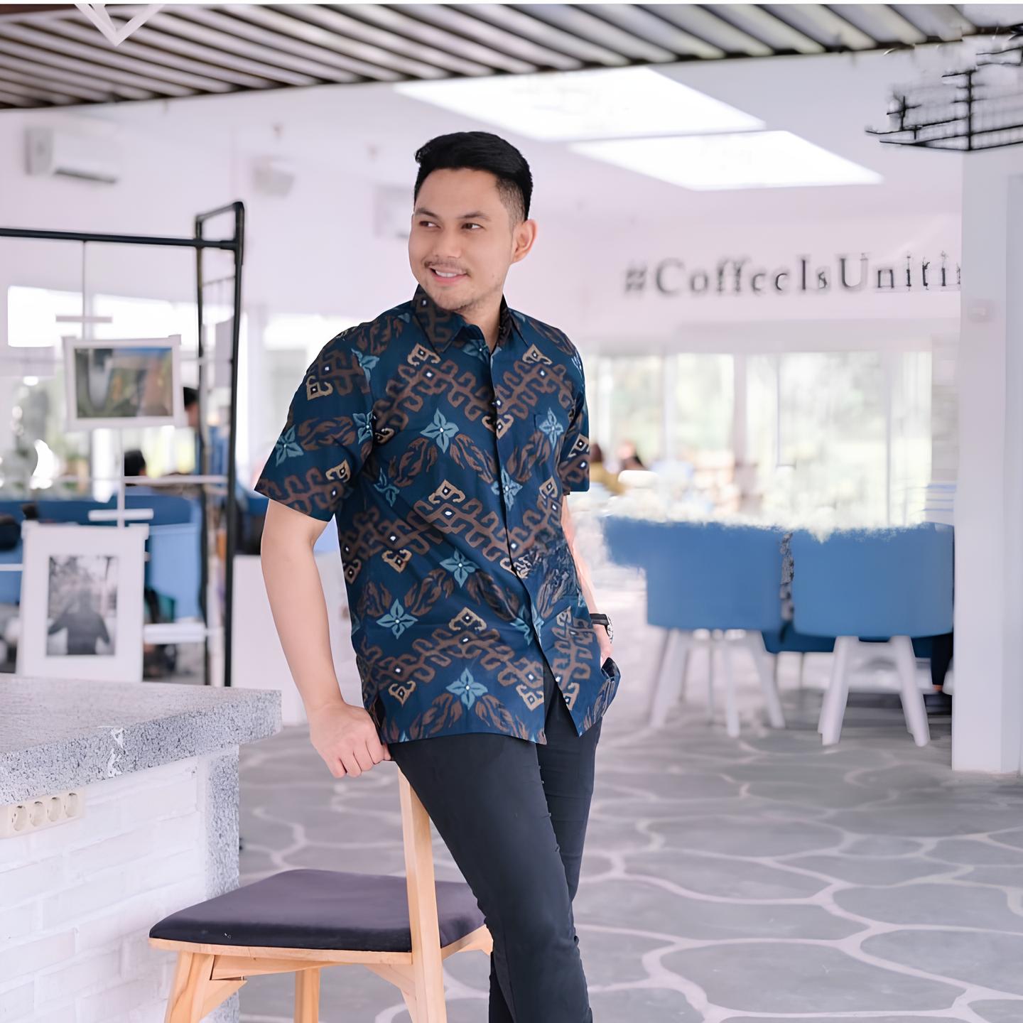 Men's Batik Shirt - Royal Azure