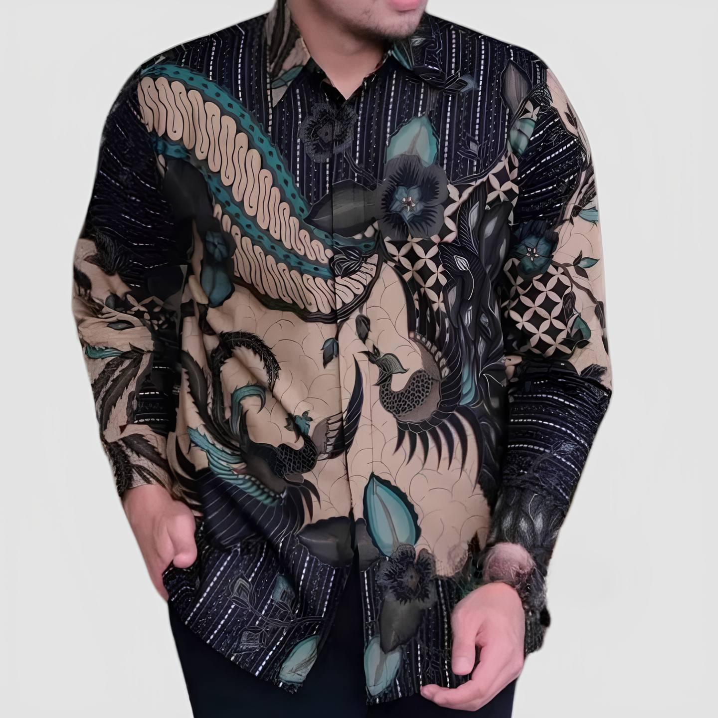 Men's Batik Shirt - Rainforest Symphony