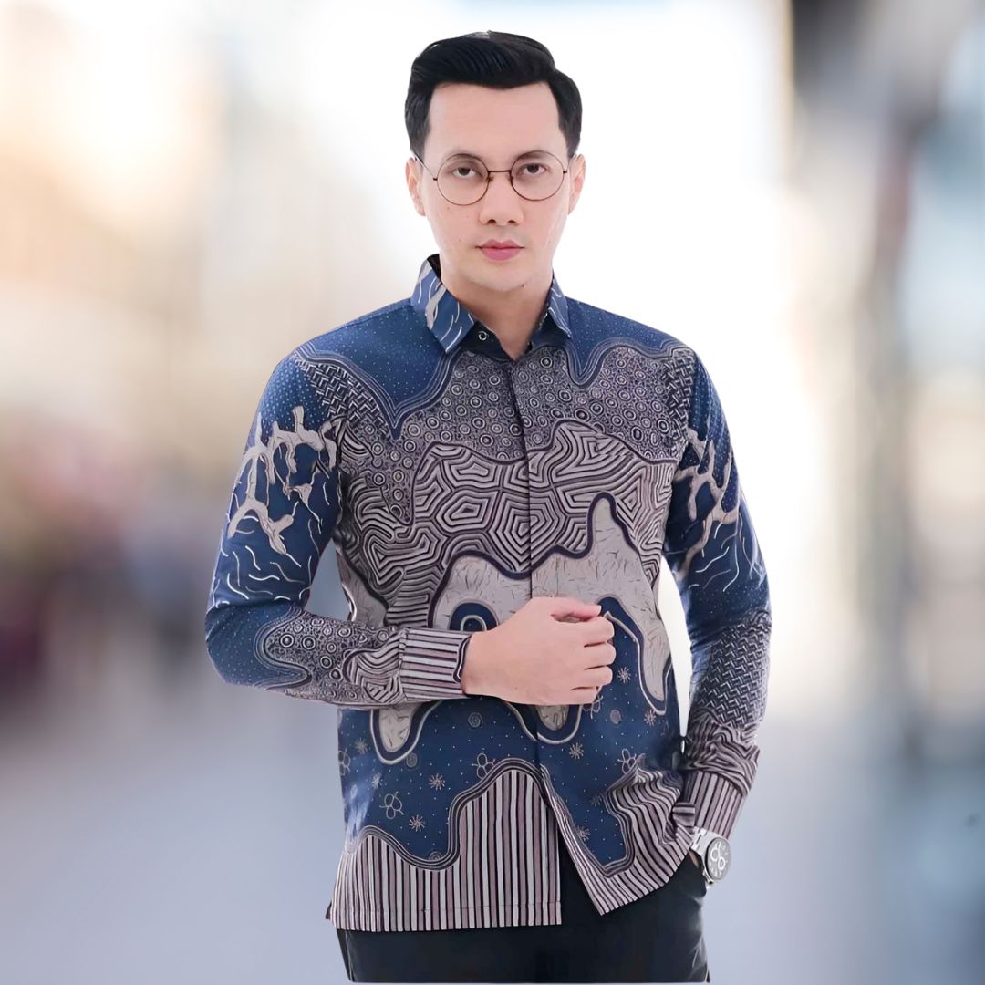 Men's Batik Shirt - Navy Enigma